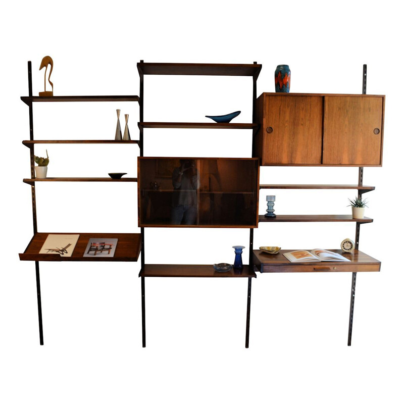 Vintage wall unit modular in rosewood by Kai Kristiansen 1960