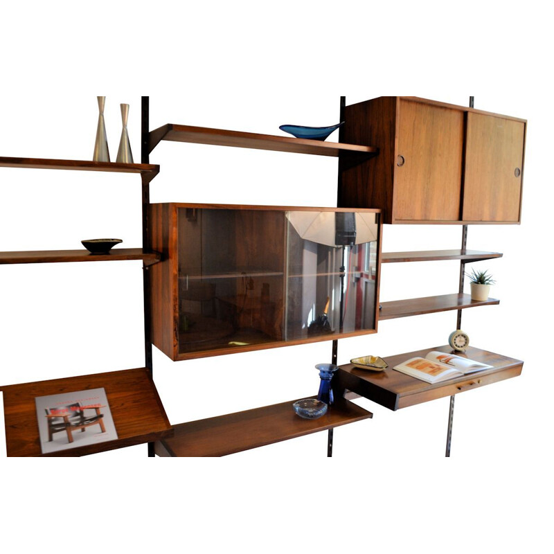 Vintage wall unit modular in rosewood by Kai Kristiansen 1960