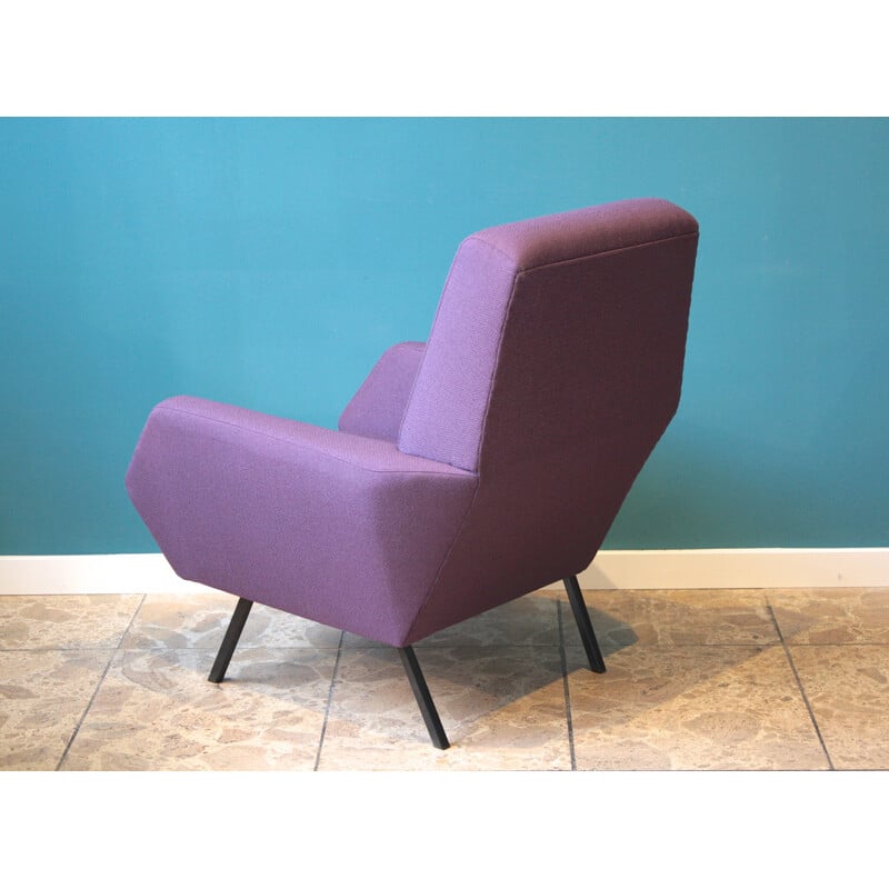 Fauteuil italien vintage en métal et tissu violet - 1960