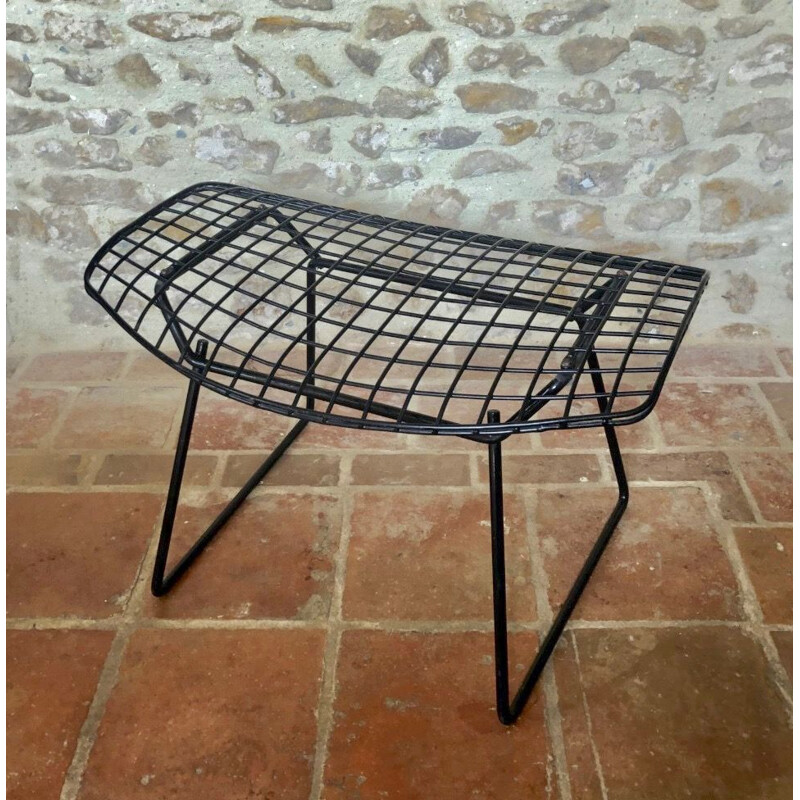 Ottoman vintage footstool black by Harry Bertoia