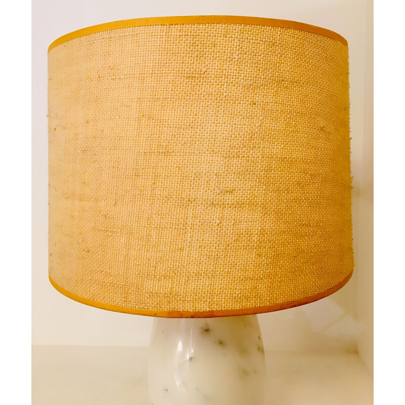 Vintage table lamp in white marble 1960-70s