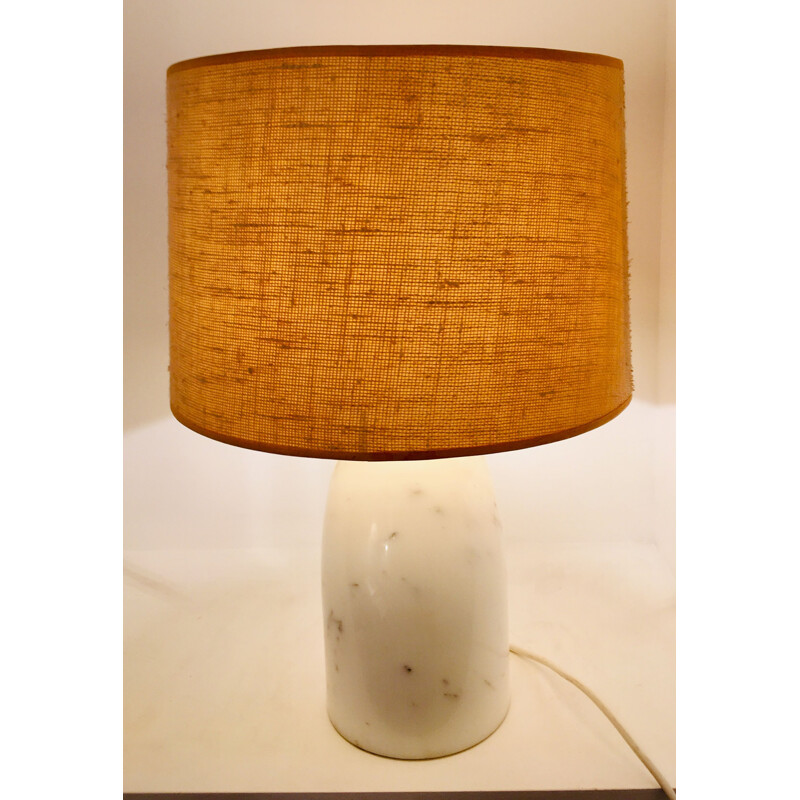 Lampe de table vintage en marbre blanc 1960-70s