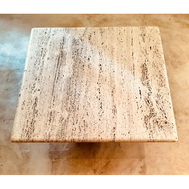 Vintage coffee table square in travertine 1970s