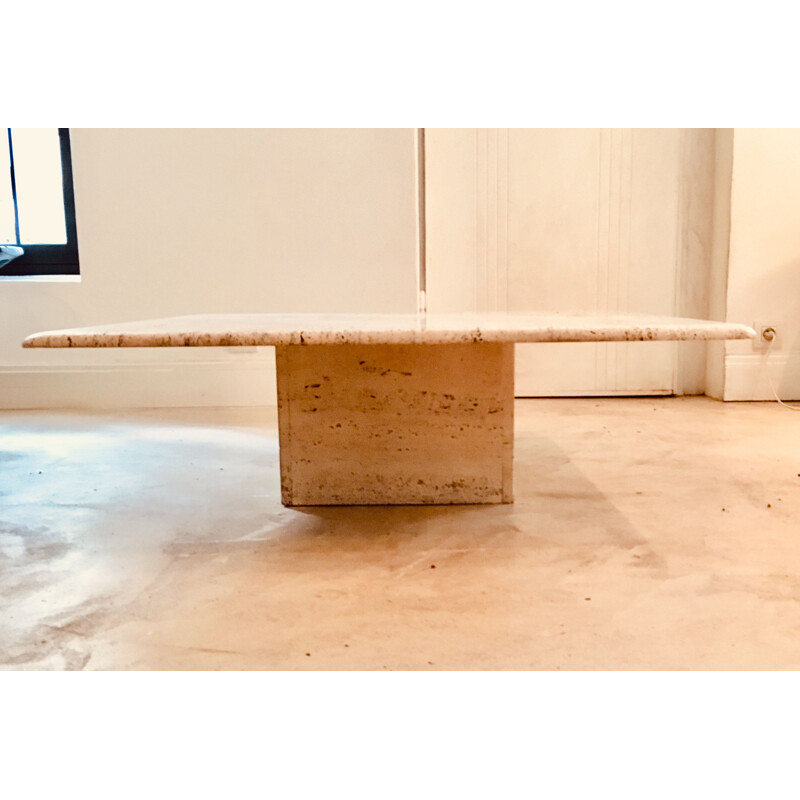 Vintage coffee table square in travertine 1970s