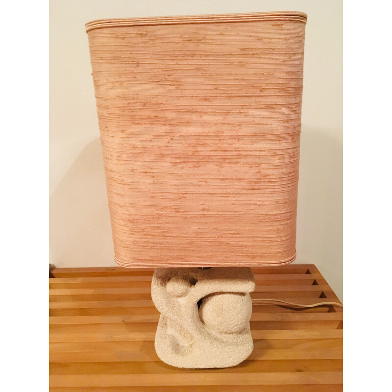 Lampe de table vintage en pierre naturelle Sculpture par Albert Tormos 1960-70s