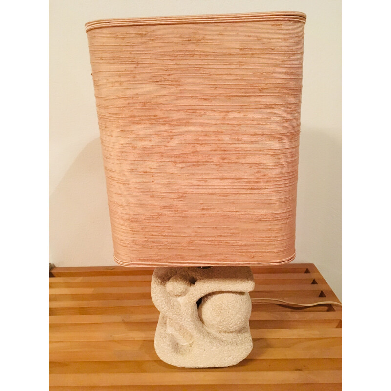 Vintage table lamp in natural stone Sculpture by Albert Tormos 1960-70s