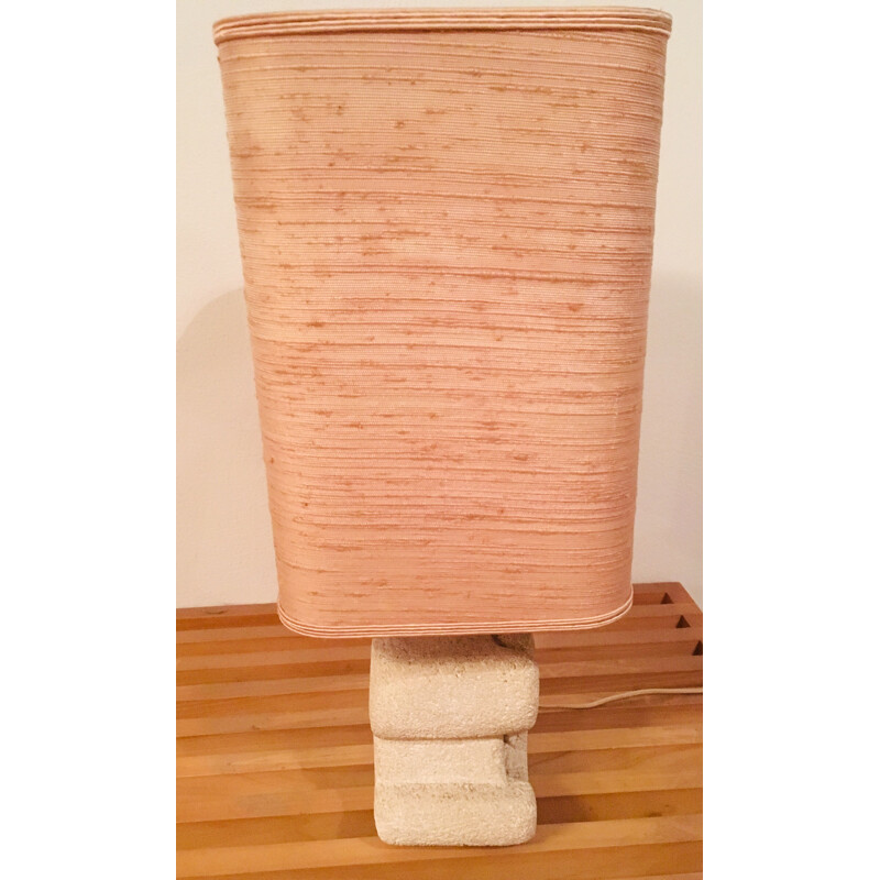 Vintage table lamp in natural stone Sculpture by Albert Tormos 1960-70s