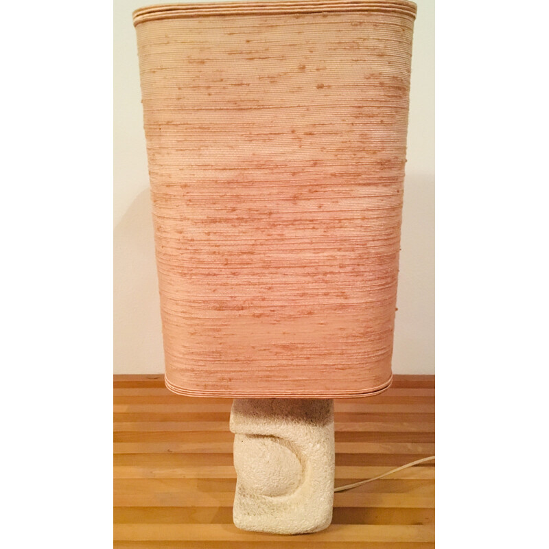 Lampe de table vintage en pierre naturelle Sculpture par Albert Tormos 1960-70s