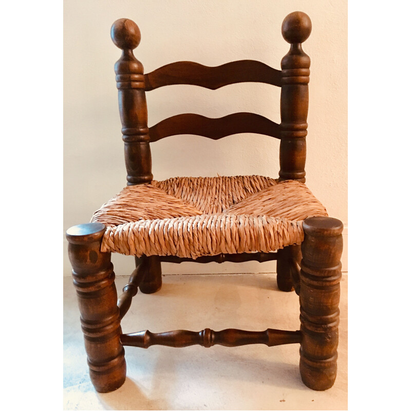Paire de chaises vintage en bois tourné 1950s