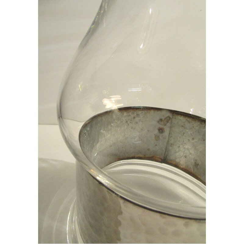 Vintage pitcher Christian Dior in glass and silver metal France 1960s