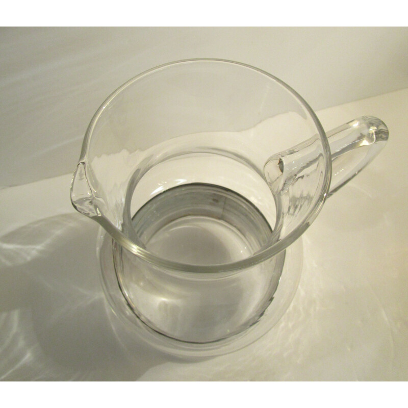 Vintage pitcher Christian Dior in glass and silver metal France 1960s