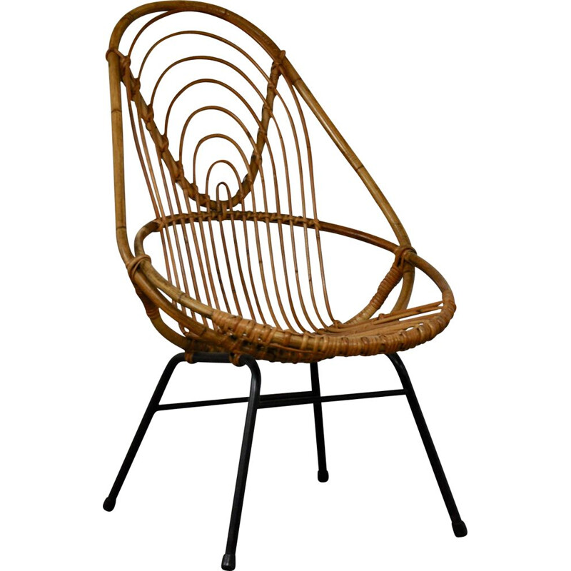 Vintage Rattan armchair from Rohe Noordwolde 1960s