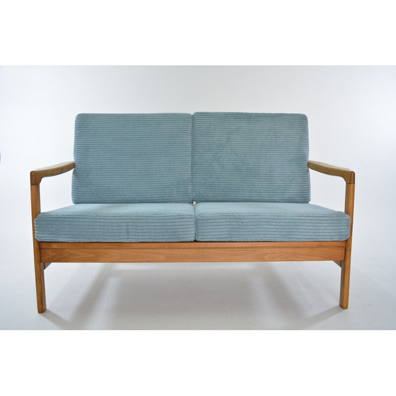 Vintage oak 2 seater banquette BZ 1970s