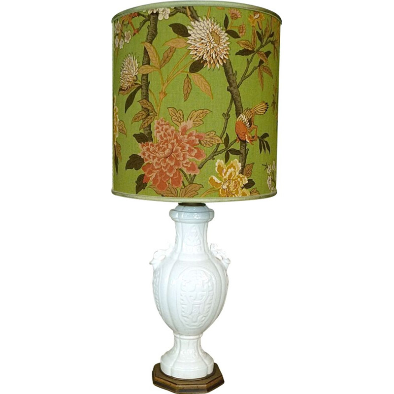 Vintage italian table lamp by Cenacchi in ceramic and fabric 1960