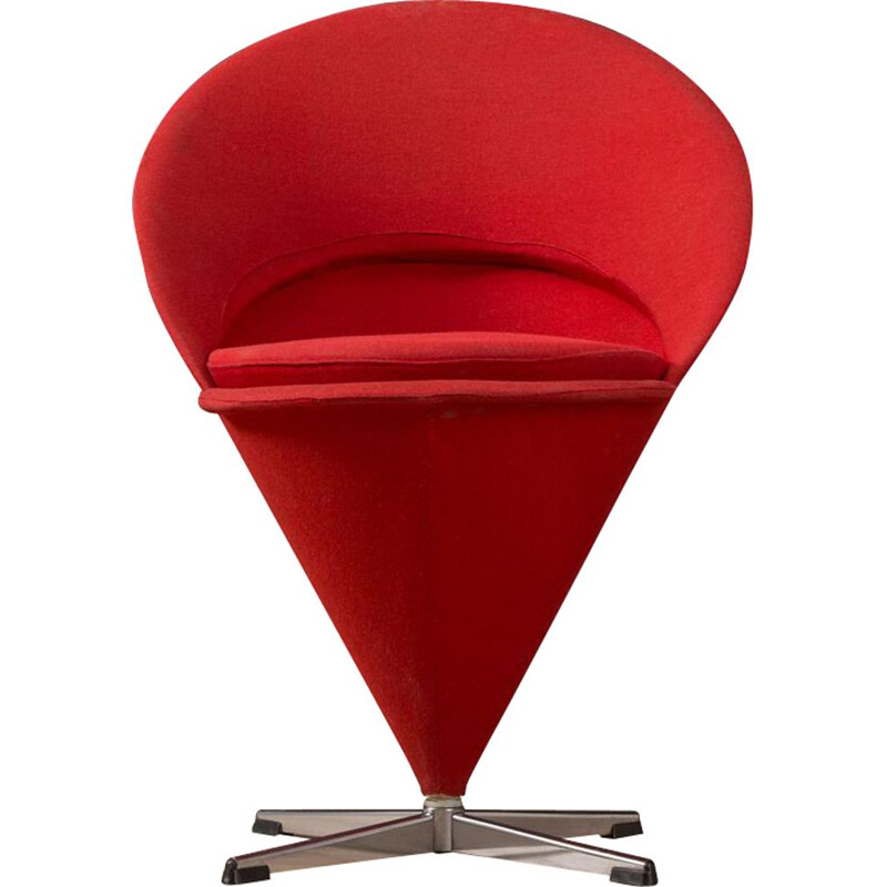 Chaise "Cône" vintage en rouge par Verner Panton,1950