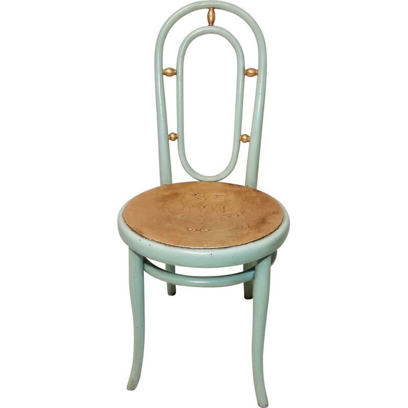 Vintage dining chair in blue by Thonet 1930