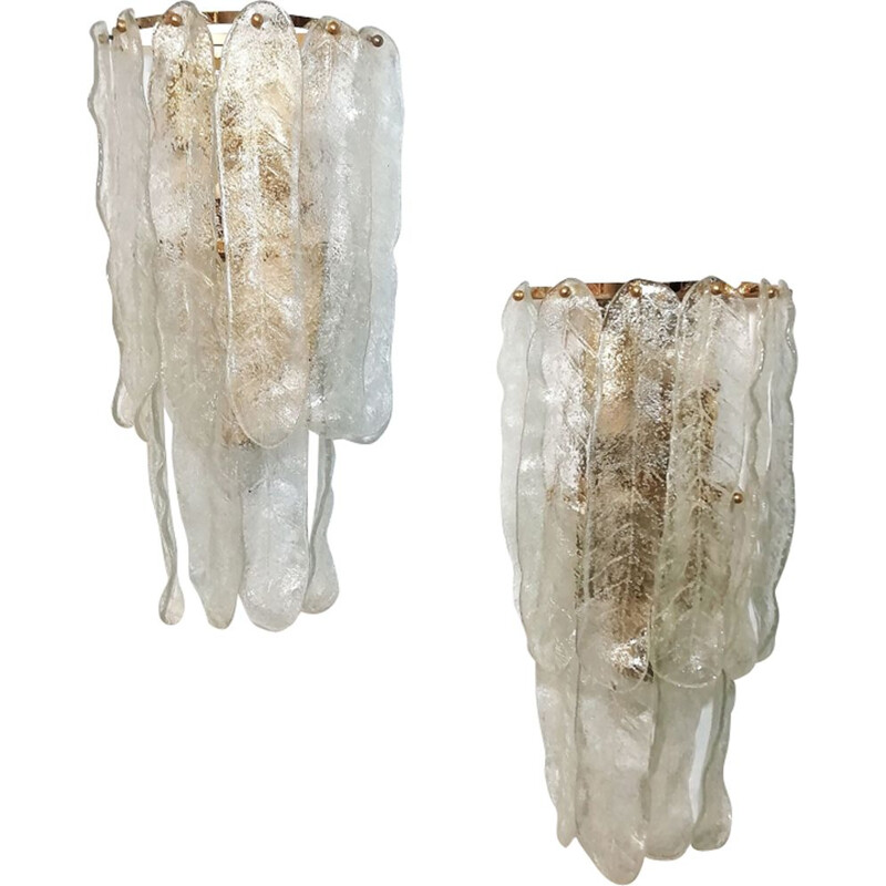 Vintage Mazzega wall lights in Murano glass, 1970  