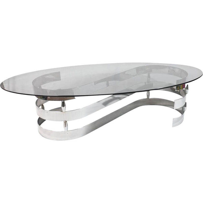 Vintage coffee table in smoked glass 1970