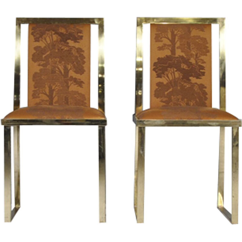 Set of 2 vintage italian chairs by Romeo Rega in brass 1970