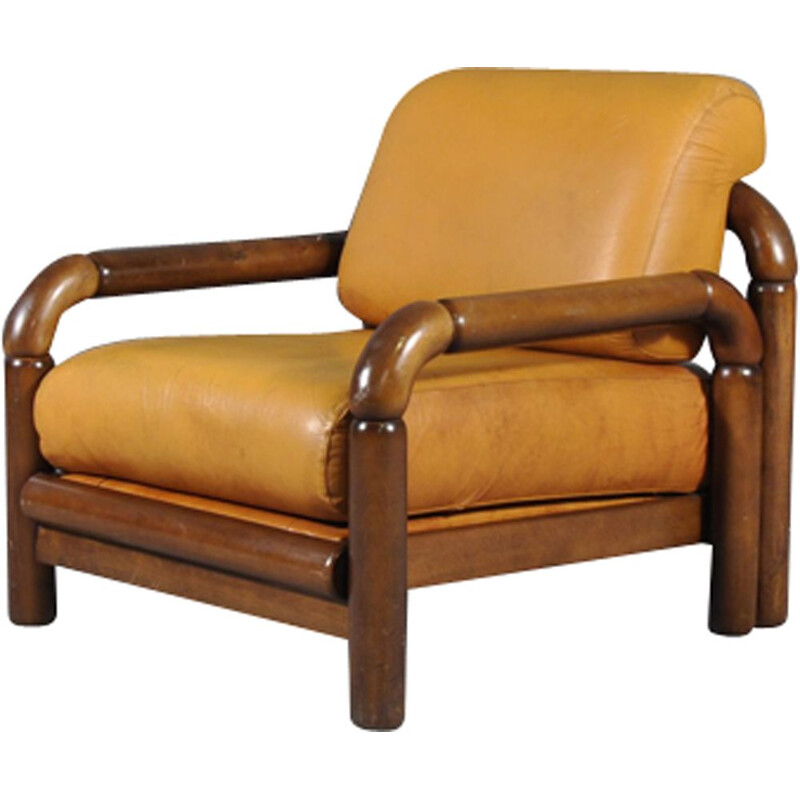 4 vintage Scandinavian leather armchairs from the 70s