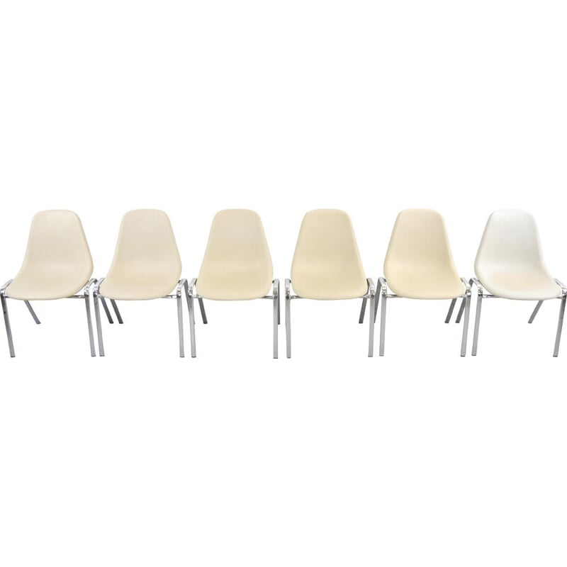 Set of 6 vintage dining chairs stackable by F. Pollack, Sulo, 1978