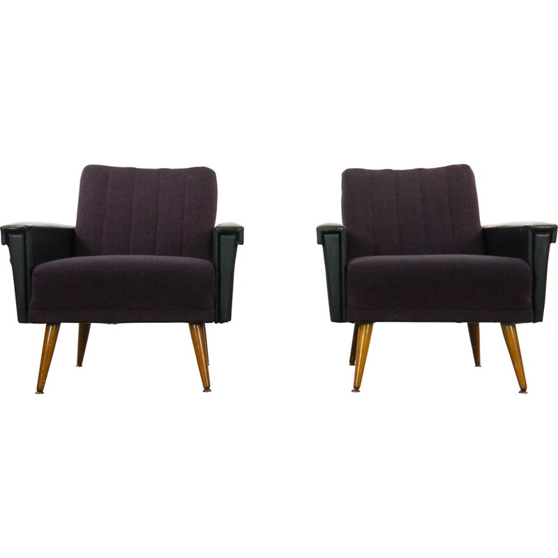 Pair of vintage purple-black armchairs