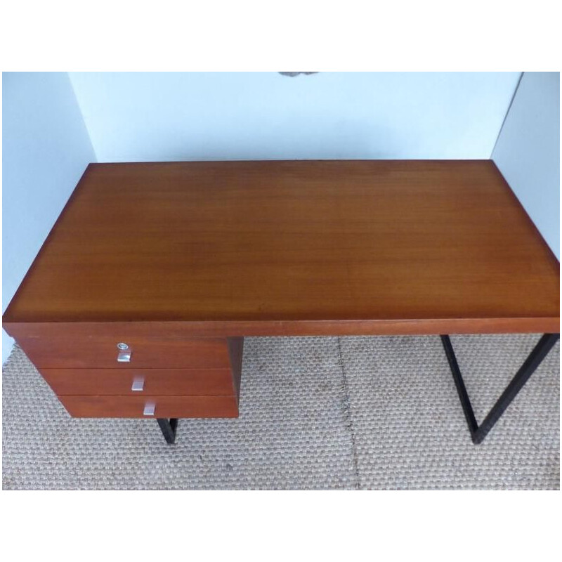 Vintage Standard desk for Meurop in teak and metal 1960