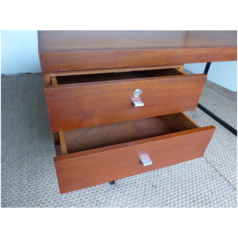 Vintage Standard desk for Meurop in teak and metal 1960