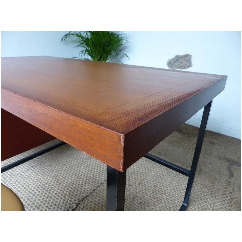 Vintage Standard desk for Meurop in teak and metal 1960