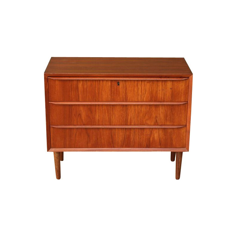 Low vintage chest of drawers in teak 1950