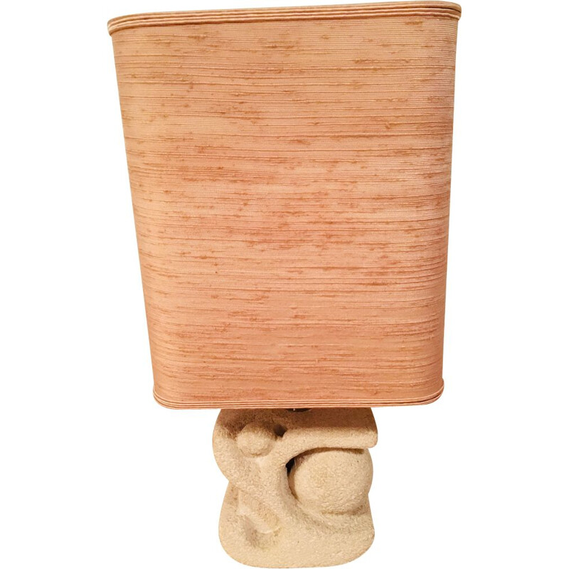 Vintage table lamp in natural stone Sculpture by Albert Tormos 1960-70s