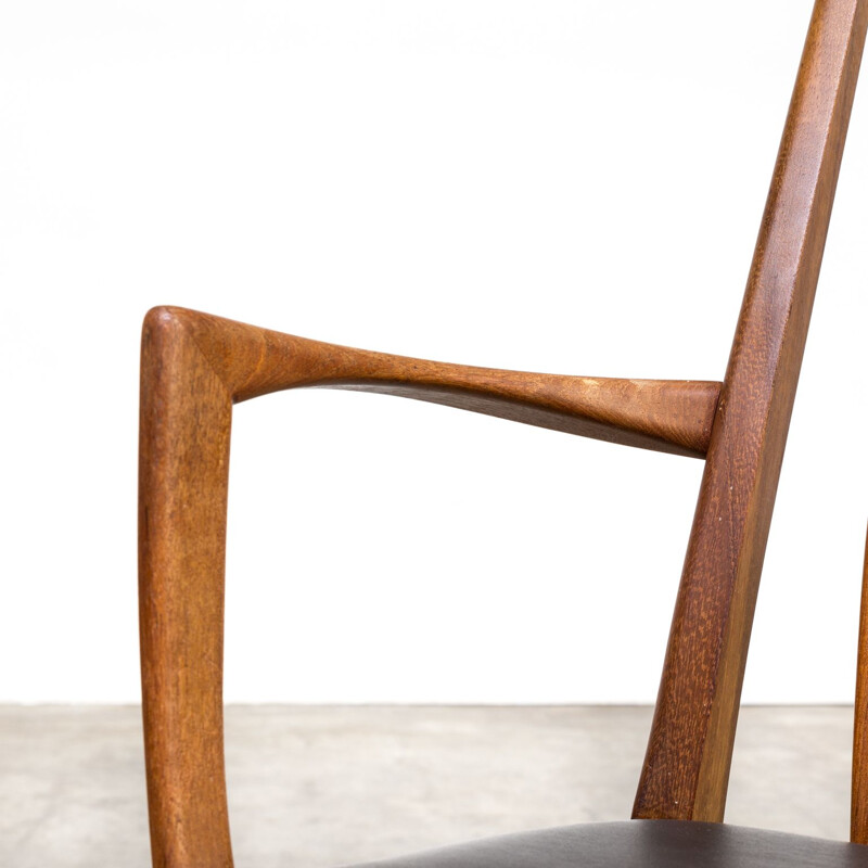 Set of 5 vintage Eva chairs for Koefoed Hornslet in black leatherette and teak