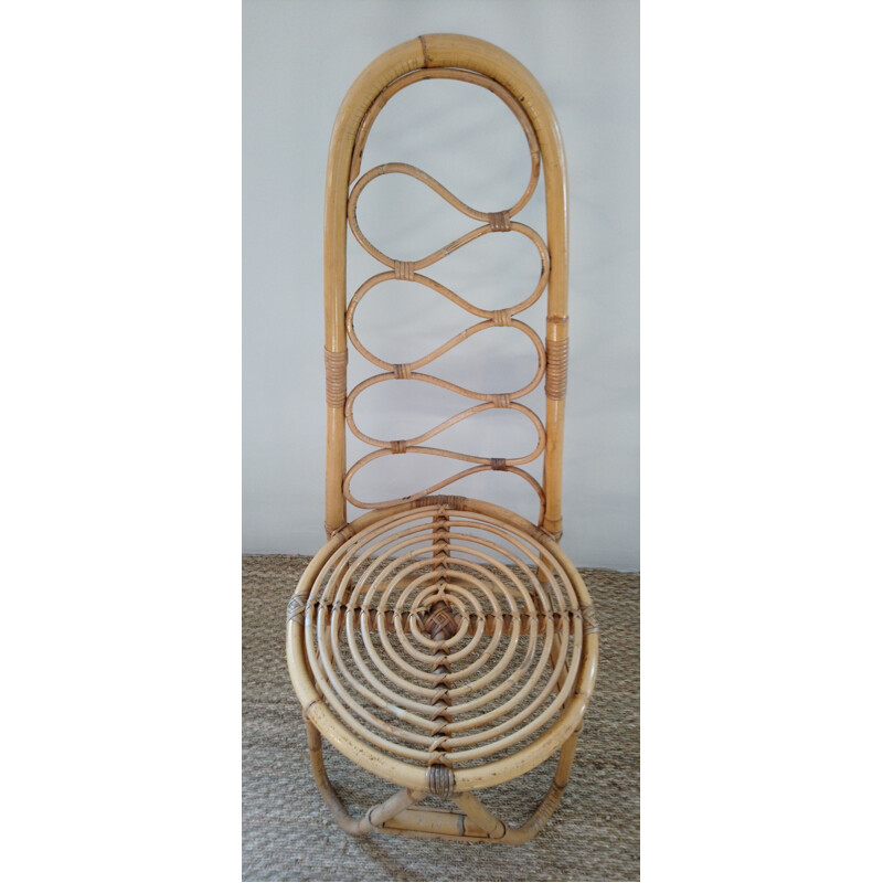 Pair of vintage chairs in bamboo and rattan 1970s