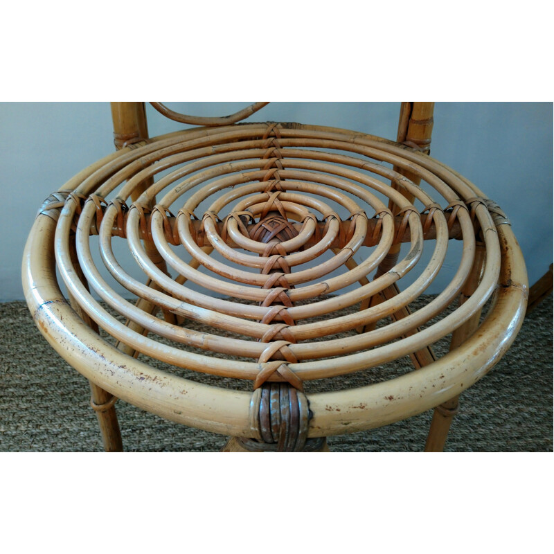 Pair of vintage chairs in bamboo and rattan 1970s