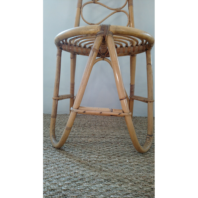 Pair of vintage chairs in bamboo and rattan 1970s