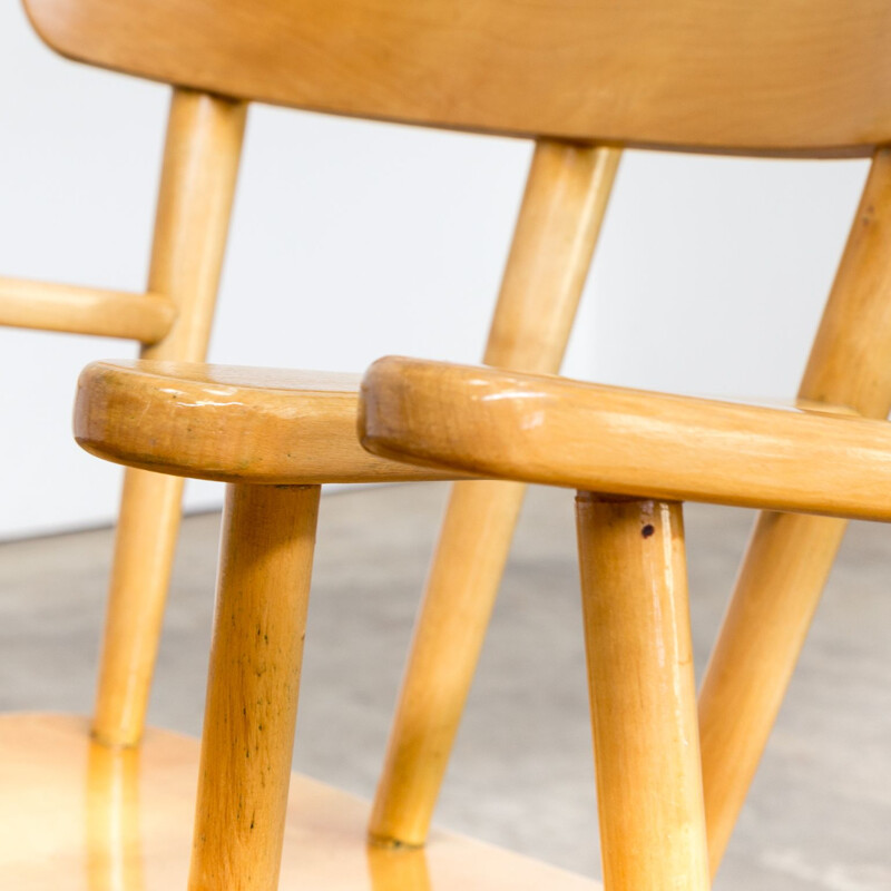 Set of 4 vintage dining chairs in oak round wood 1970s