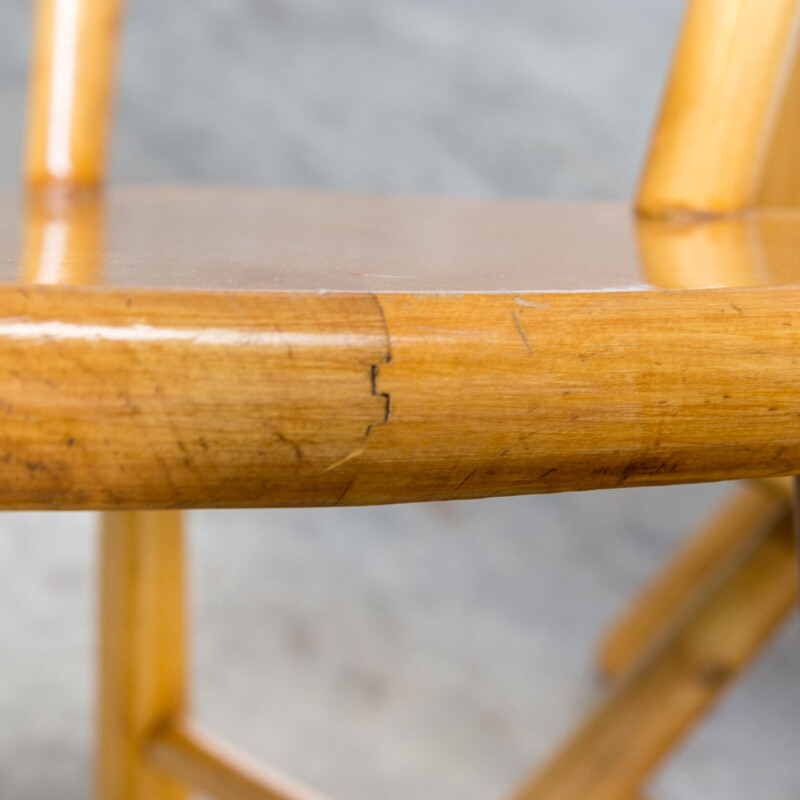 Set of 4 vintage dining chairs in oak round wood 1970s