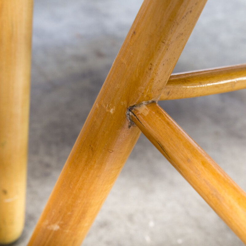 Set of 4 vintage dining chairs in oak round wood 1970s