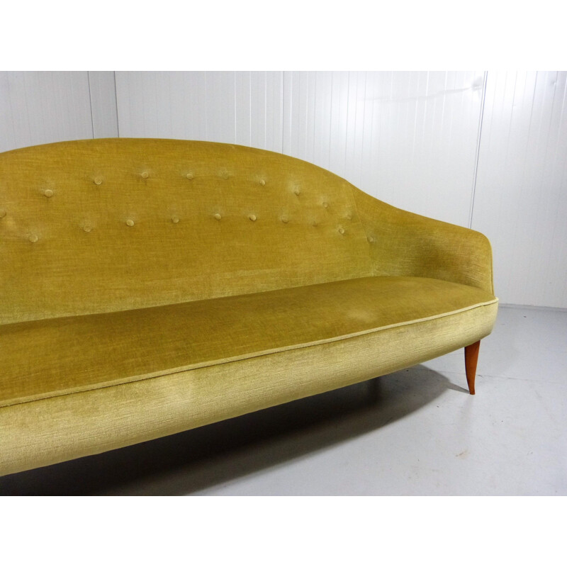 Vintage Paradiset sofa by Kerstin Hörlin-Holmquist for Nordiska Kompaniet in green velvet 1950
