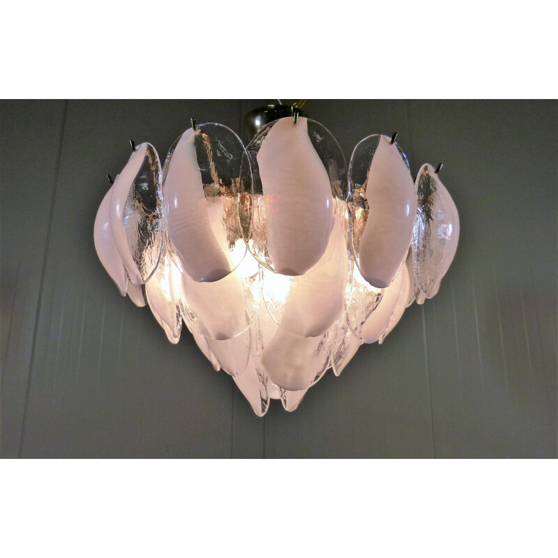 Vintage italian chandelier for Murano in brass and Murano glass 1970