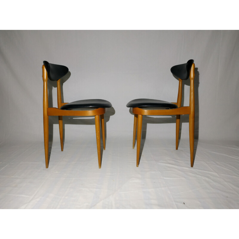 Paire de chaises vintage de Baumann modèle Licorne en bois 1960