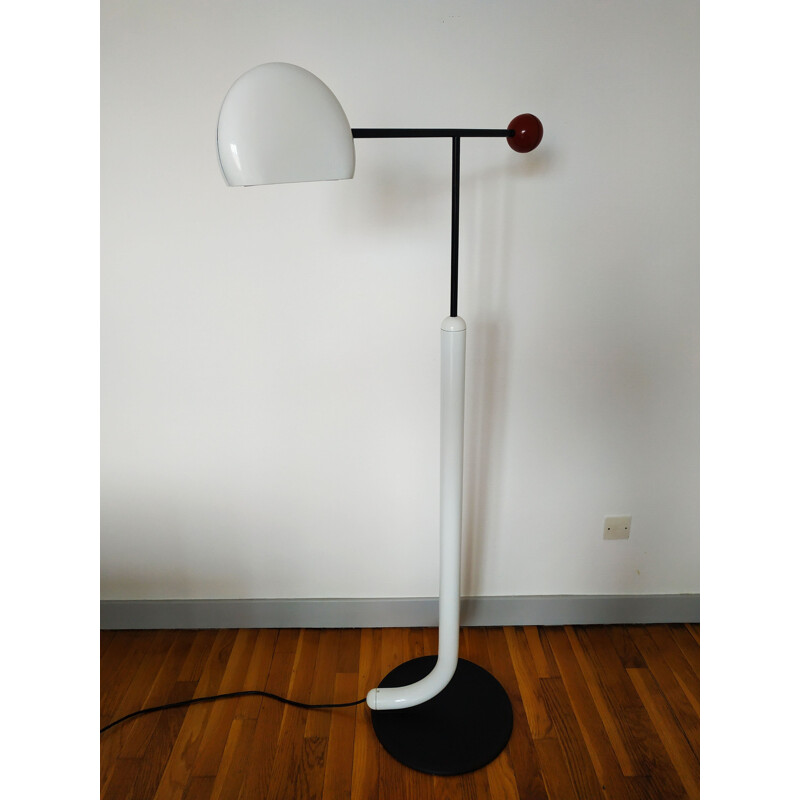 Vintage Tomo floorlamp for Luci in white metal 1980