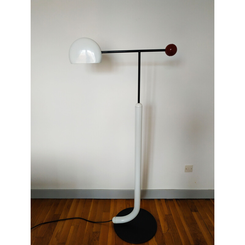 Vintage Tomo floorlamp for Luci in white metal 1980