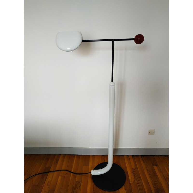 Vintage Tomo floorlamp for Luci in white metal 1980