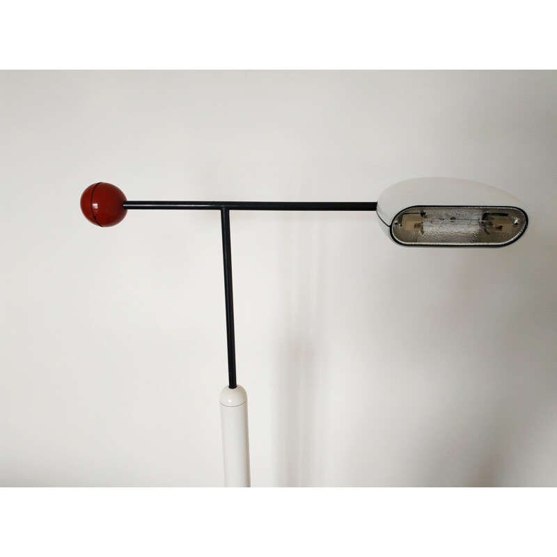 Vintage Tomo floorlamp for Luci in white metal 1980