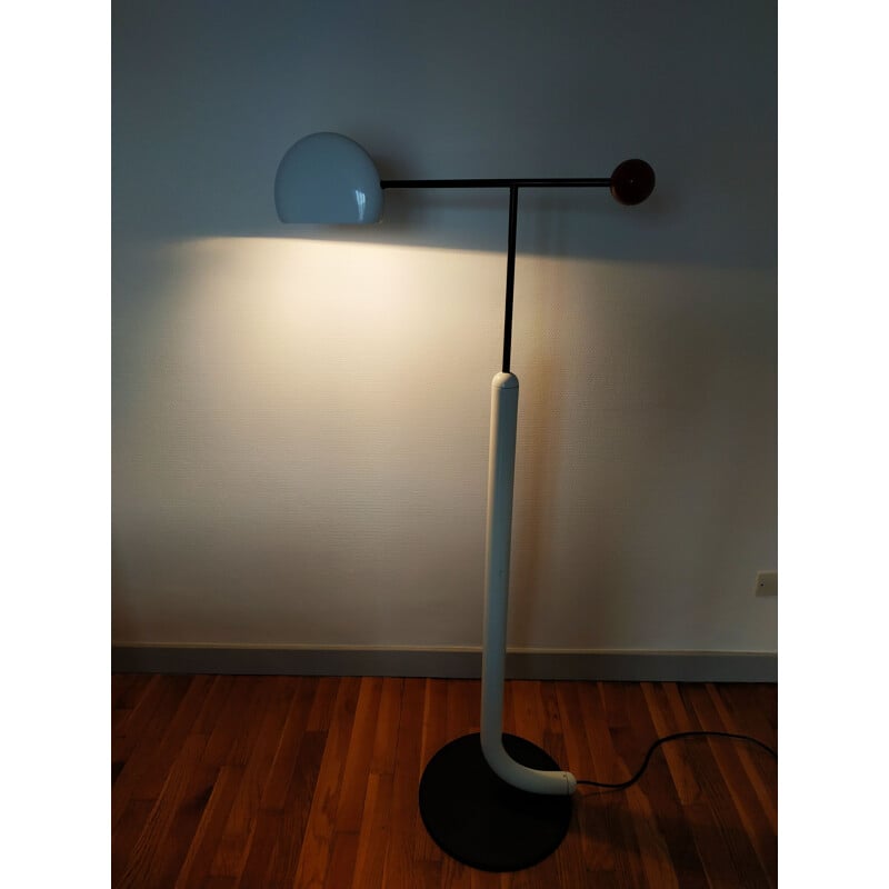 Vintage Tomo floorlamp for Luci in white metal 1980