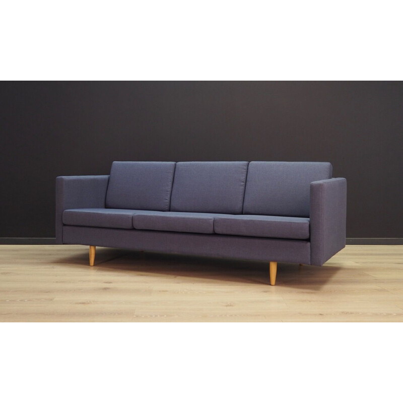 Vintage danish sofa in blue fabric and wood 1970
