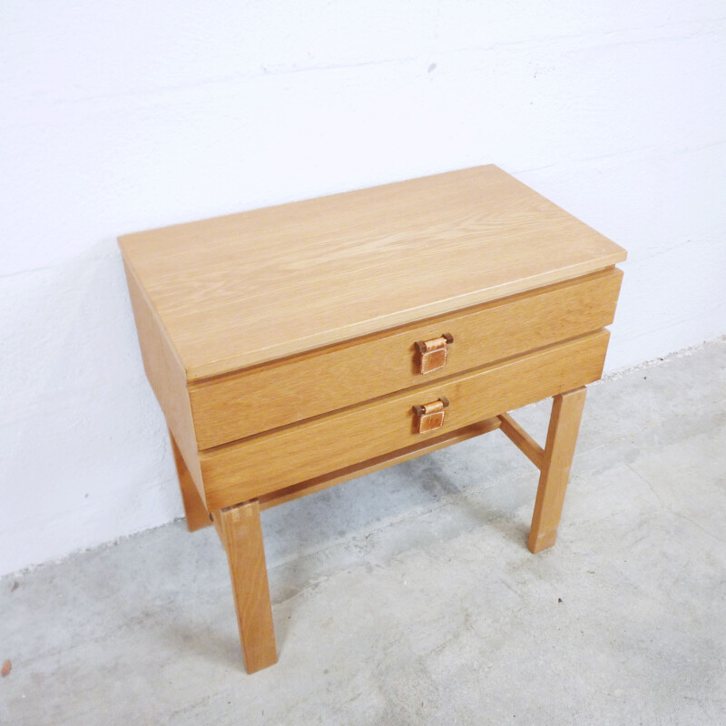 Vintage night stand in beech Swedish 1960