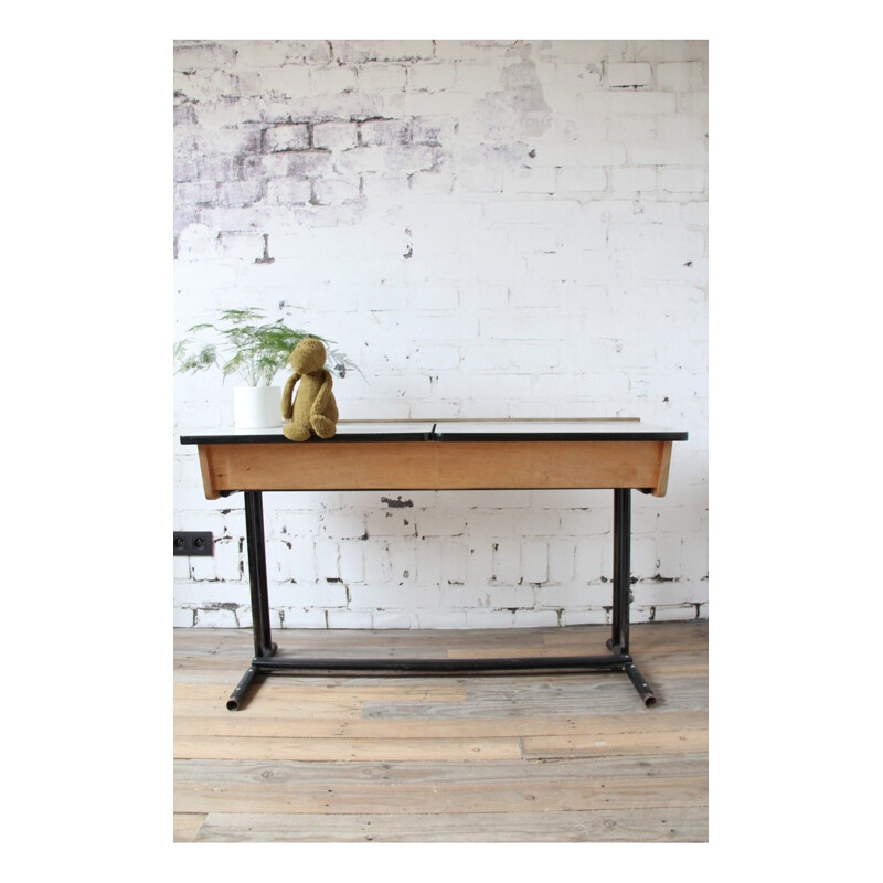 Vintage school desk D. Lesage Belgium 1970s