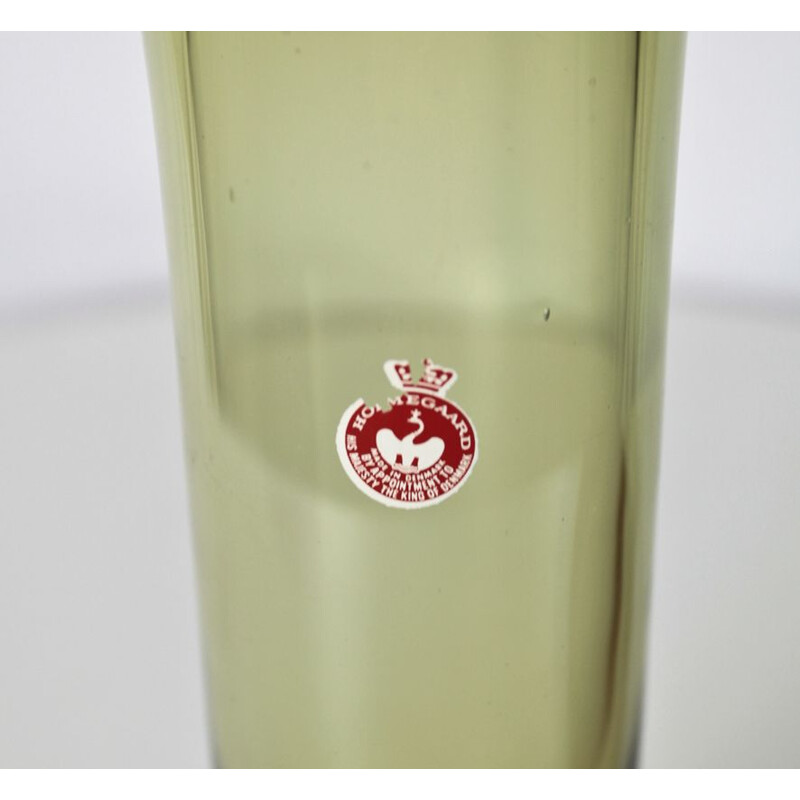 Vase vintage verre soufflé vert Scandinave 1970s